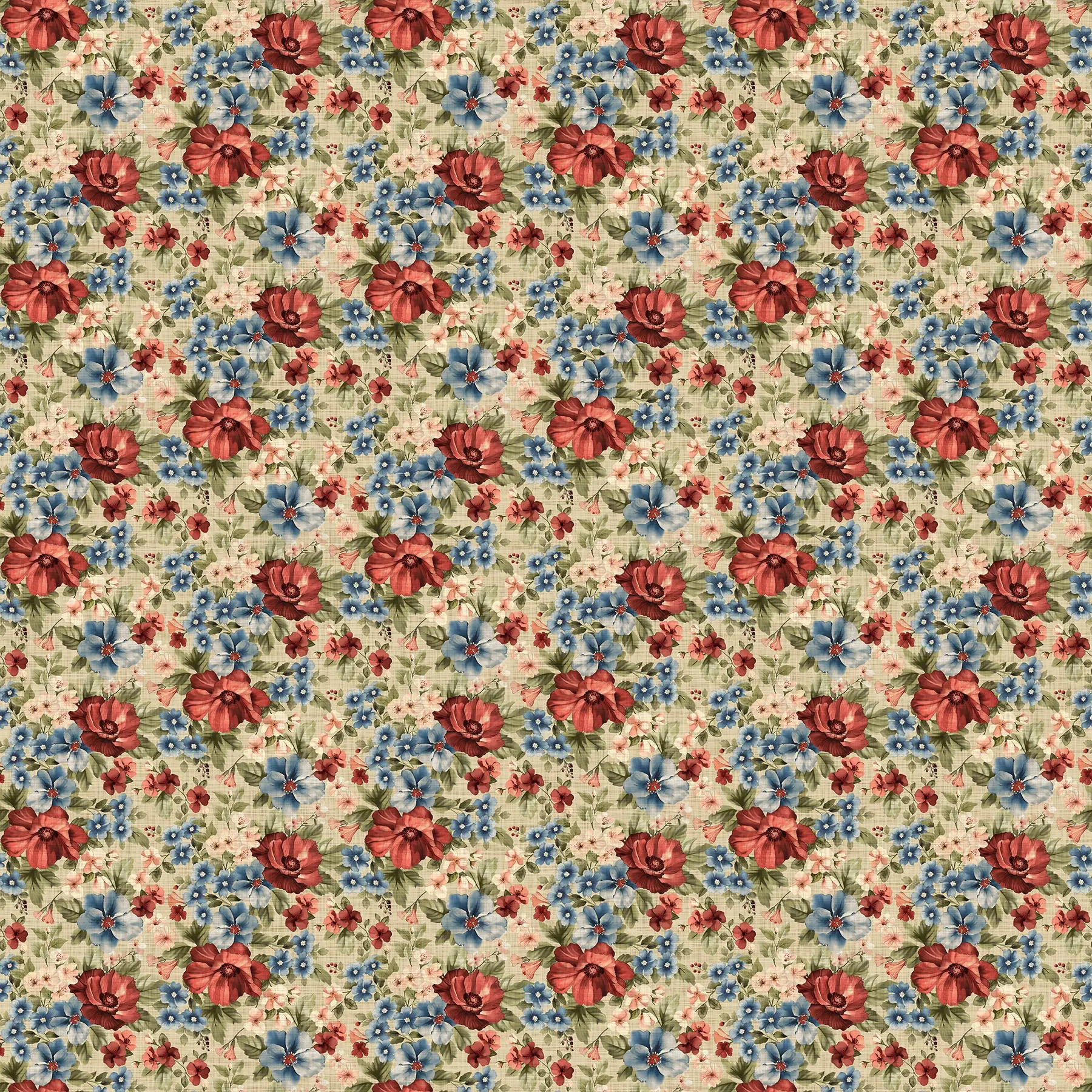 Fabric Northcott Beige Multi Packed Floral Farmhouse Sampler by the Quarter Yard DP28601-12
