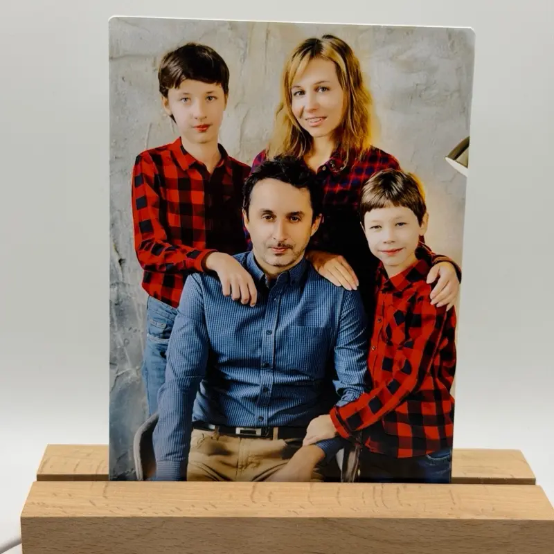 Personalized Glass Photo Night Light | UV Printed Custom LED Picture Lamp | Laser Engraved Wood Base | Memorial Family Gift