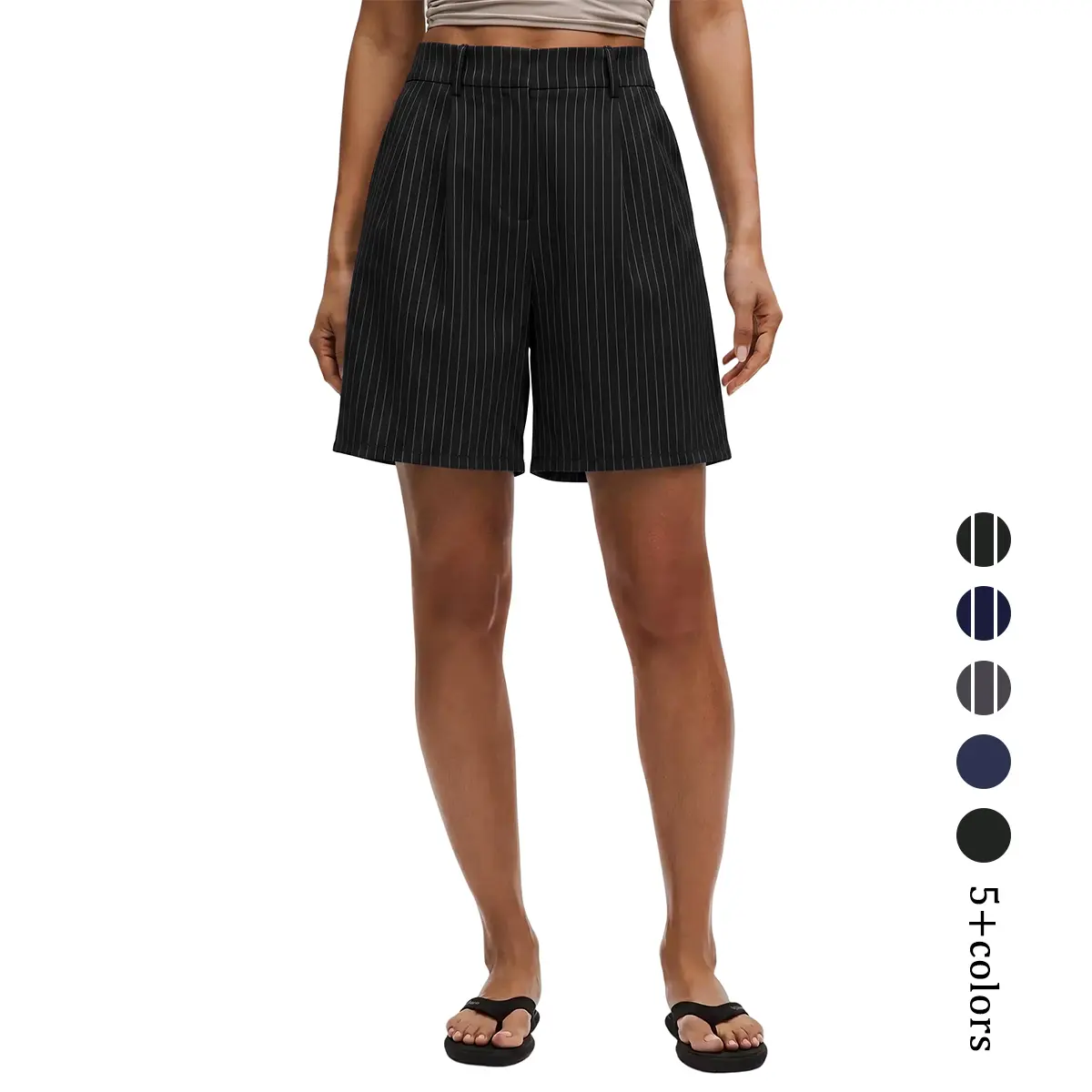 Womens High Waisted Tailored Shorts Dressy Casual Wide Leg Comfy Work Trouser with Pockets Pleated Business Shorts