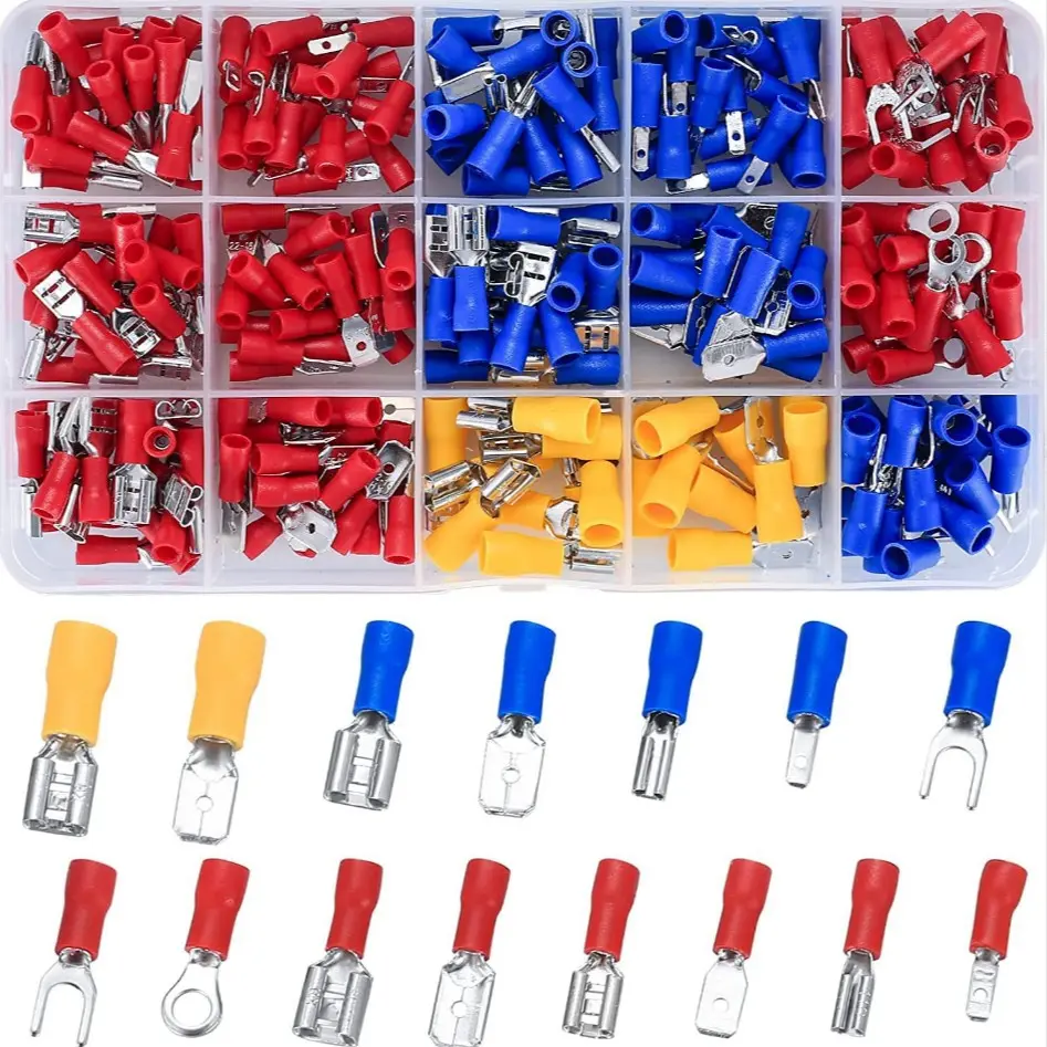 Upgraded 280pcs Assorted Wire Crimp Butt Ring Fork Set Lugs Rolled Kit, Insulated Cable Connector, Spade Terminals, Crimping Terminals, Solderless Crimp Connectors, Electrical Wire Crimp Set, Connectors for DIY Cable Projects, Electrical Repair Kit