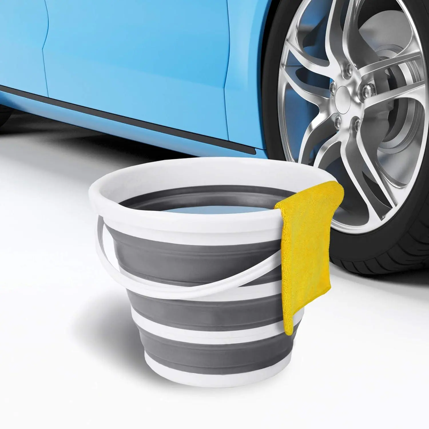 Collapsible Bucket, 2.6 Gallon Bucket for Cleaning with Handle, Folding Foldable Portable Plastic Water Supplies, Car Wash Camping Garden Bucket, Washing Bucket