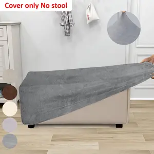 Silver Fox Fur Footstool Cover, Elastic Stretchable Seat Pad, Soft Fabric, Sofa Footrest Protector, Furniture Protection, Easy Set Cover, Universal Sofa Protector (footstool Not Included)