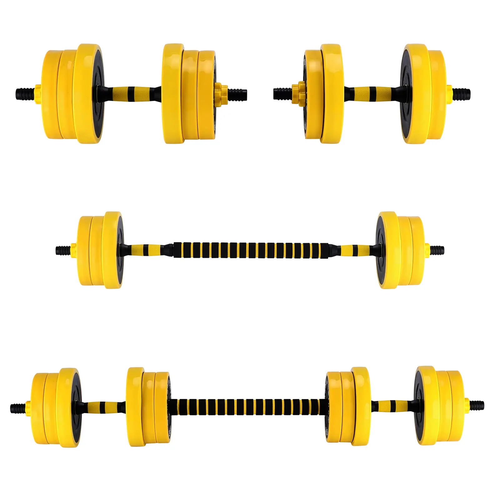 2-in-1 Adjustable Dumbbell and Barbell Set – 44 lbs Free Weights for Home Gym – Multifunctional Strength Training Equipment – Comfortable Foam Handles – No Color Specified, At Home Gym Equipment, Dumbbells