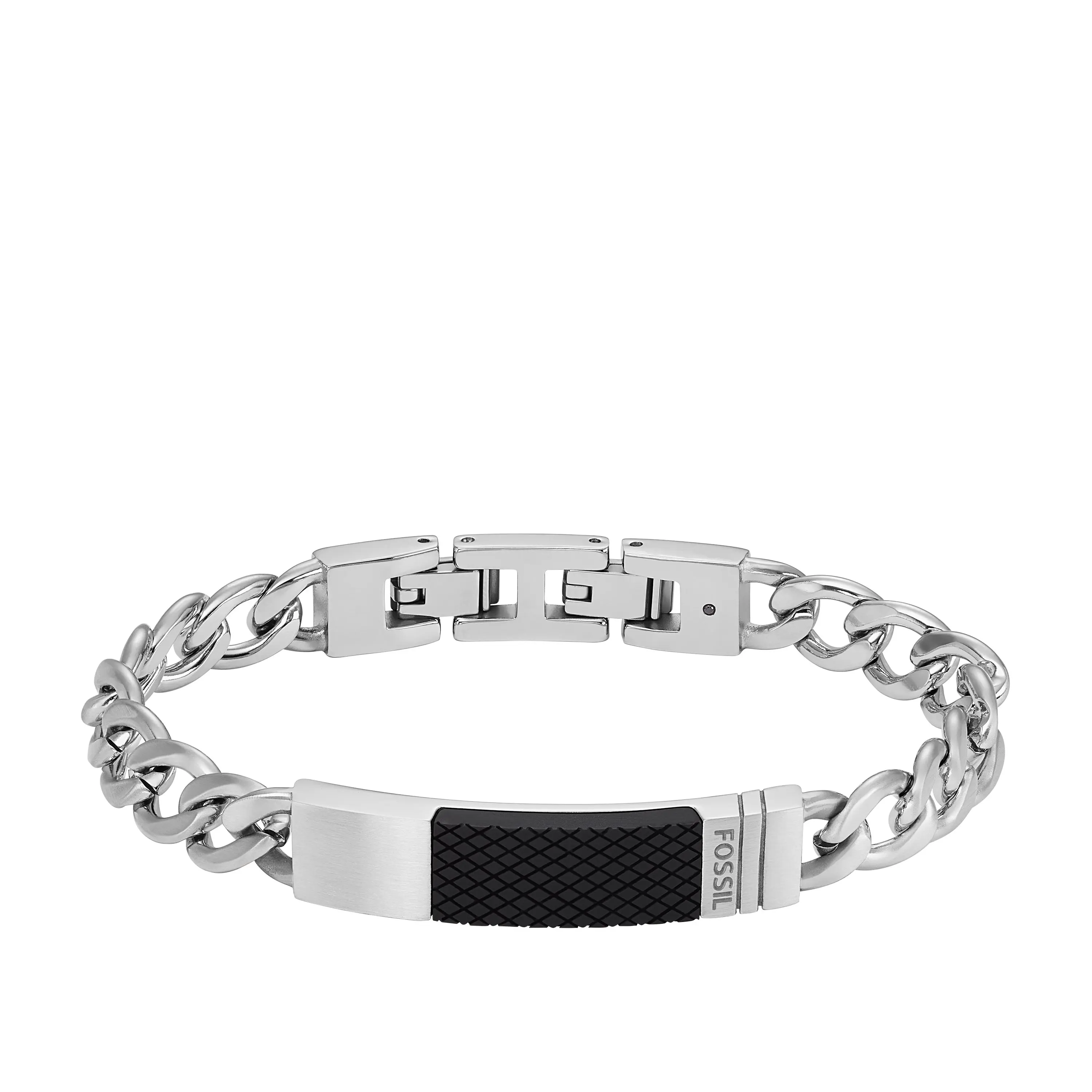 Fossil Men's Machine Knurled Texture Stainless Steel Chain Bracelet