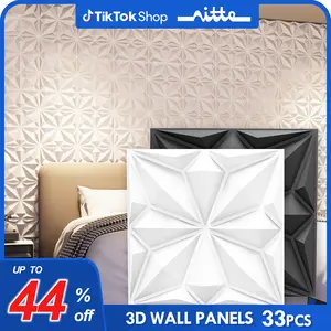 Nitte 33pcs PVC 3D Wall Panels, Astral Textured Wall Decor, 11.8"x11.8" (30cmx30cm), Suitable for Living Room, Bedroom, Kitchen, TV Background