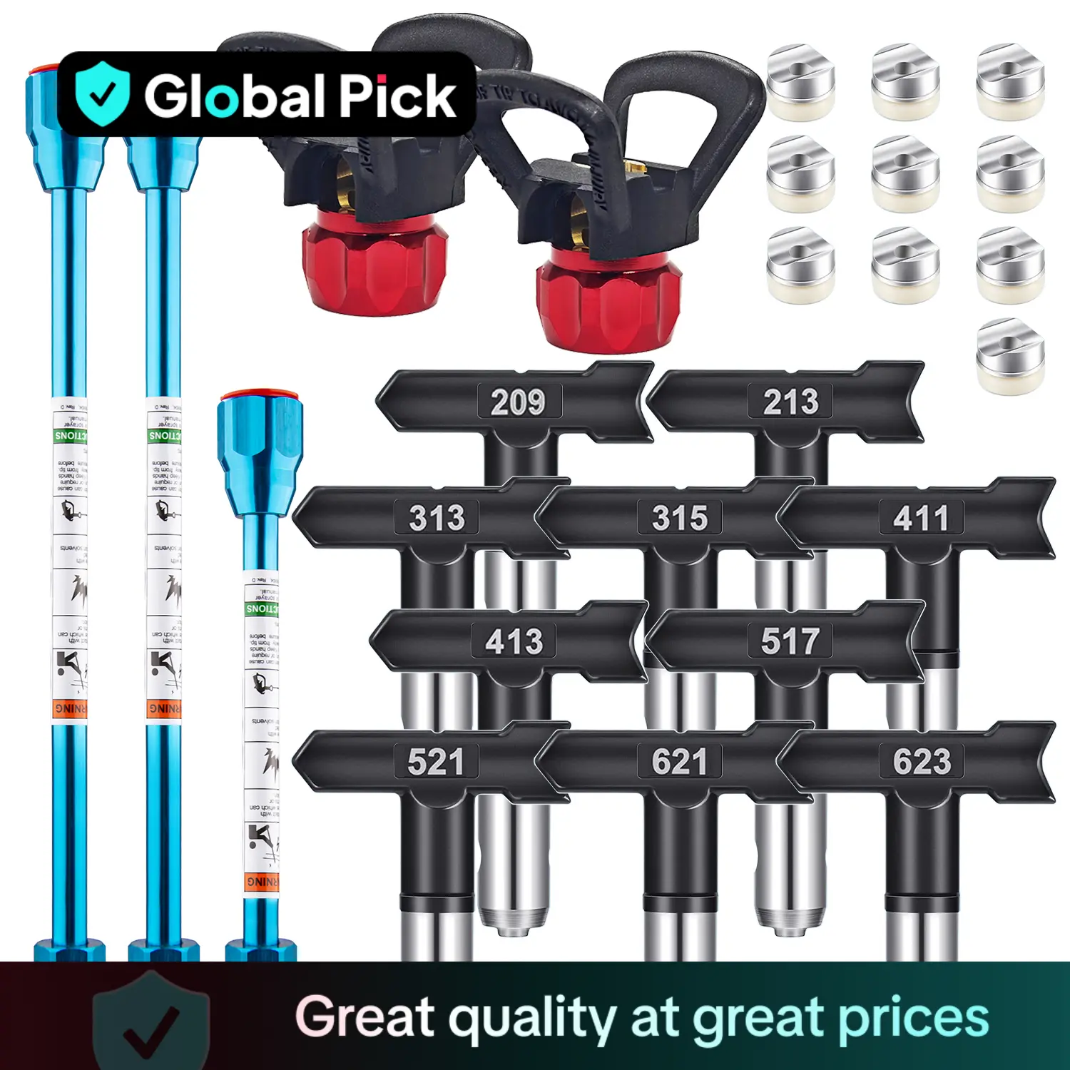 Air-free Paint Sprayer Accessories Set, Power Tool Accessories Including Flip Top Nozzle & Nozzle Gasket & Extension Rod & Holder for Painting