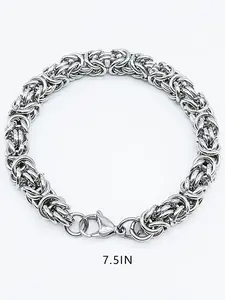 Stainless Steel Byzantine Flat Chain Bracelet, 8mm Width, Durable and Stylish, Perfect for Everyday Wear, Unisex Jewelry Accessory