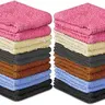 QUBALINENZ 100% Cotton - Wash Cloth Set - Pack of 24, Flannel Face Cloths, Light Weight, Thin Quality Highly Absorbent and Soft Feel Fingertip Towels (12x12 Pack of 24) Gift Bath Multicolor