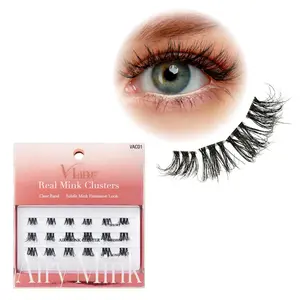 VLuxe By i•ENVY Airy Mink Strip Lash Cluster – 100% Real Mink Eyelash Extensions with Clear Band