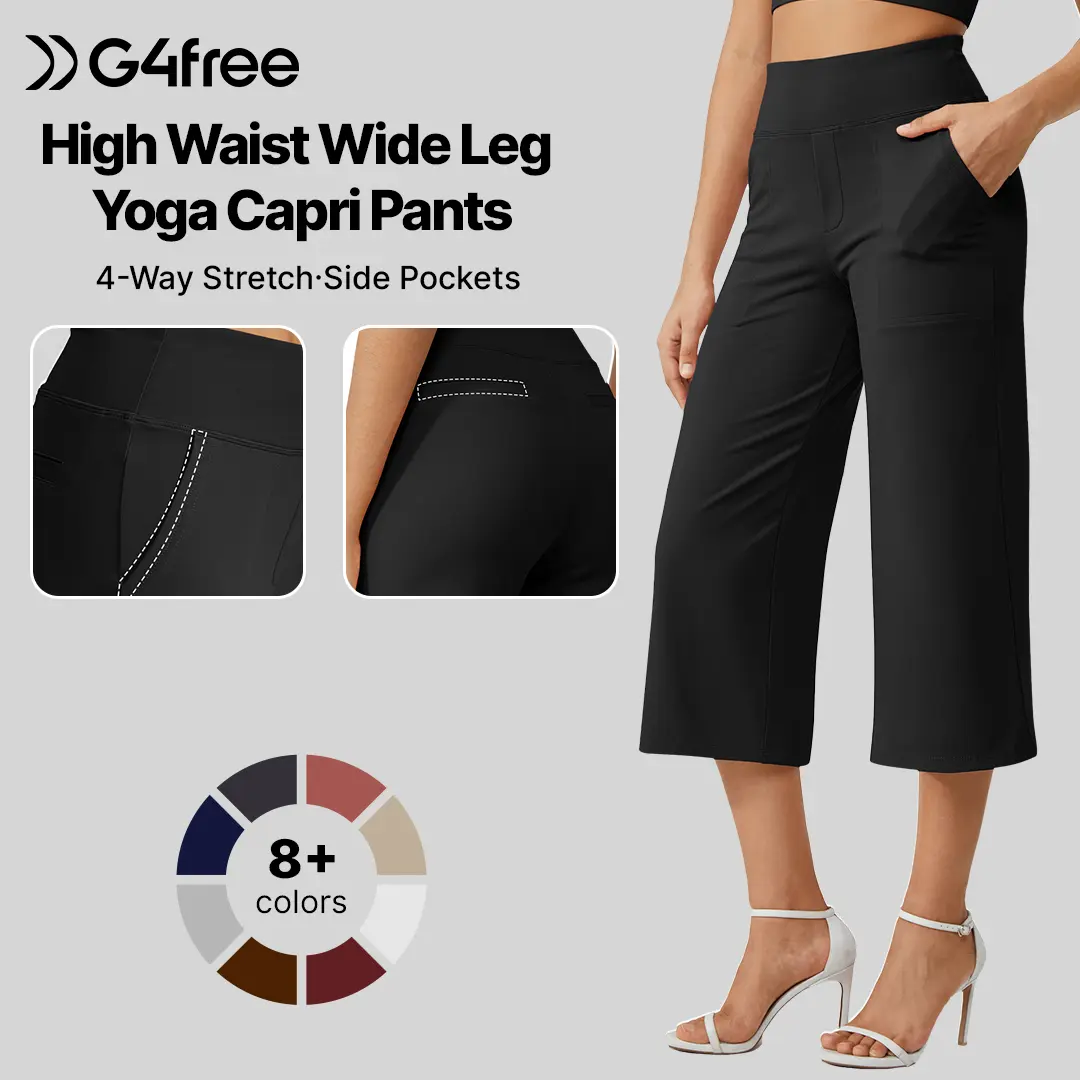 G4Free Womens Wide Leg Cropped Capri Pants Pocket Yoga Leggings Lightweight Summer Casual Daily Outfit EverGoing 2026
