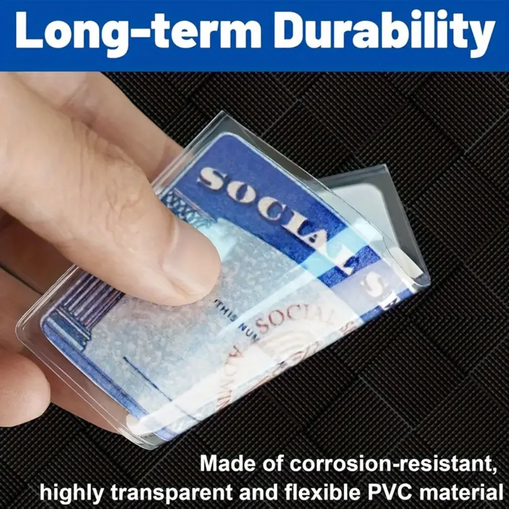 10pcs PVC Card Protector Sleeves - 31 Mil Thick, Soft & Clear for Social Security, Medicare & Credit Cards, Card Sleeve Protectors, Plastic Card Sleeves
