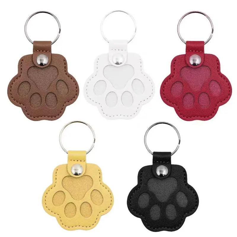 Durable Soft PU Leather Paw Print Pet Hair Storage Bag Keychain for Pet Lovers - Keyrings for Keys, Cute Small No-Spill Backpack Accessory, Portable Bag Charm