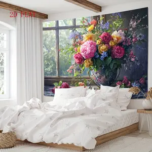 Exquisite floral and elegant European-style detail background wall, tapestry, and backdrop banner for home decoration