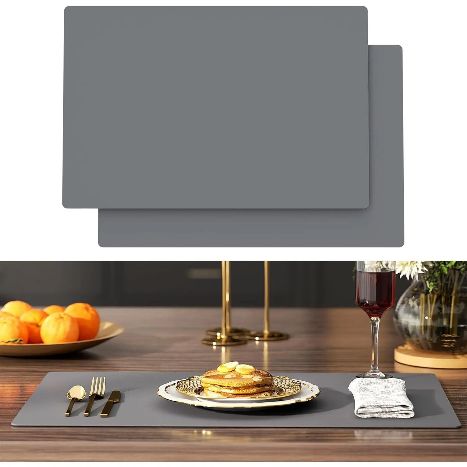Counter Mat 40x60cm 2 Pack - High-Temp Resistant, Non-Slip  Pad for Kitchen Countertops, Sink & Stove (Grey)