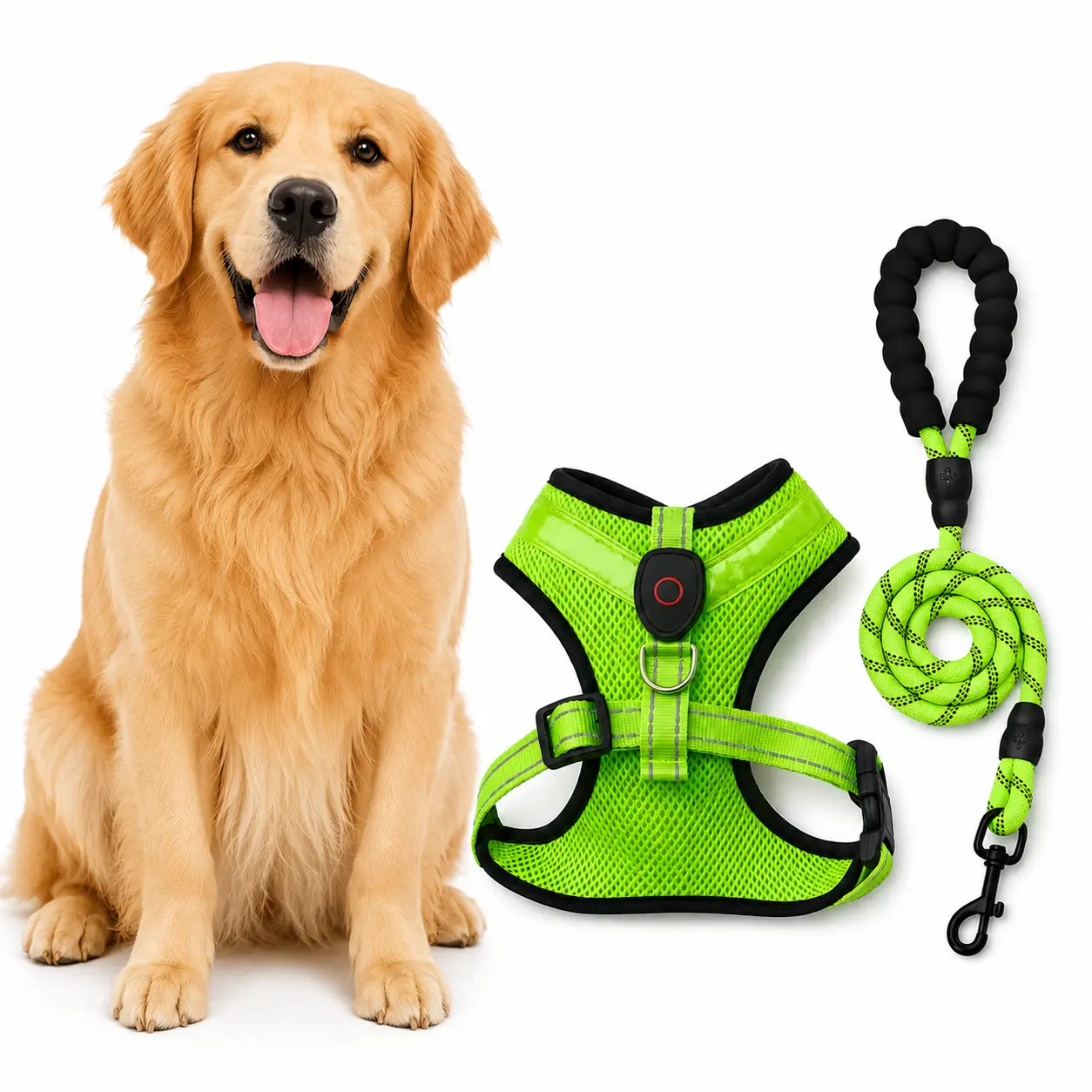 Dog Smart LED Safety Collar & Harness Set - Breathable Mesh, 360° LED Glow, Reflective, Adjustable, Nighttime Adventures, Training Accessory, Universal Fit for Puppies (Pet Supplies, Collars & Harnesses)