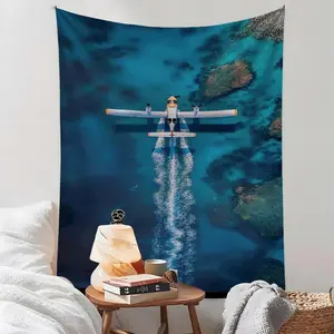 Seaplane Texture Printed Peach Skin Multi-Functional Tapestry, Lightweight and Durable Design, Suitable for Dorm Walls, Bedroom Backdrops, and Sofa Decor, Versatile for Photo Backdrops and Check-Ins, Recommended as a Gift for Festive Parties
