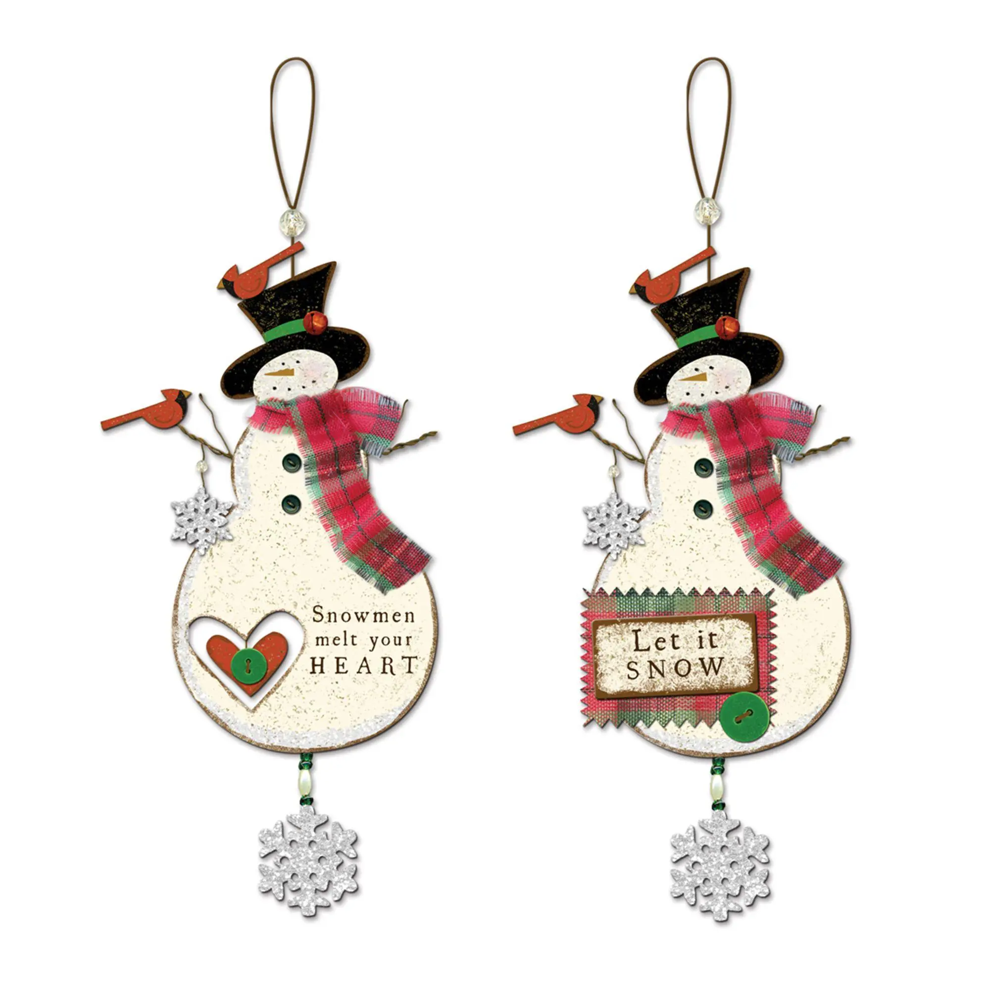 SVD Northwoods Snowman ornament (set of 2) SVD Northwoods Snowman ornament (set of 2)