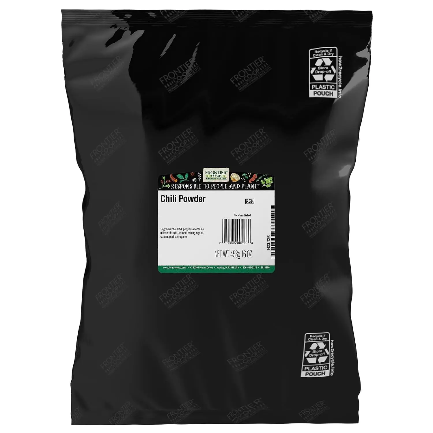 Frontier Co-op Traditional Chili Powder Blend, Salt-Free Kosher Seasoning, Non-Irradiated, Bulk 1 lb Bag for Mexican, Tex-Mex, Chili, Soups & Everyday Cooking
