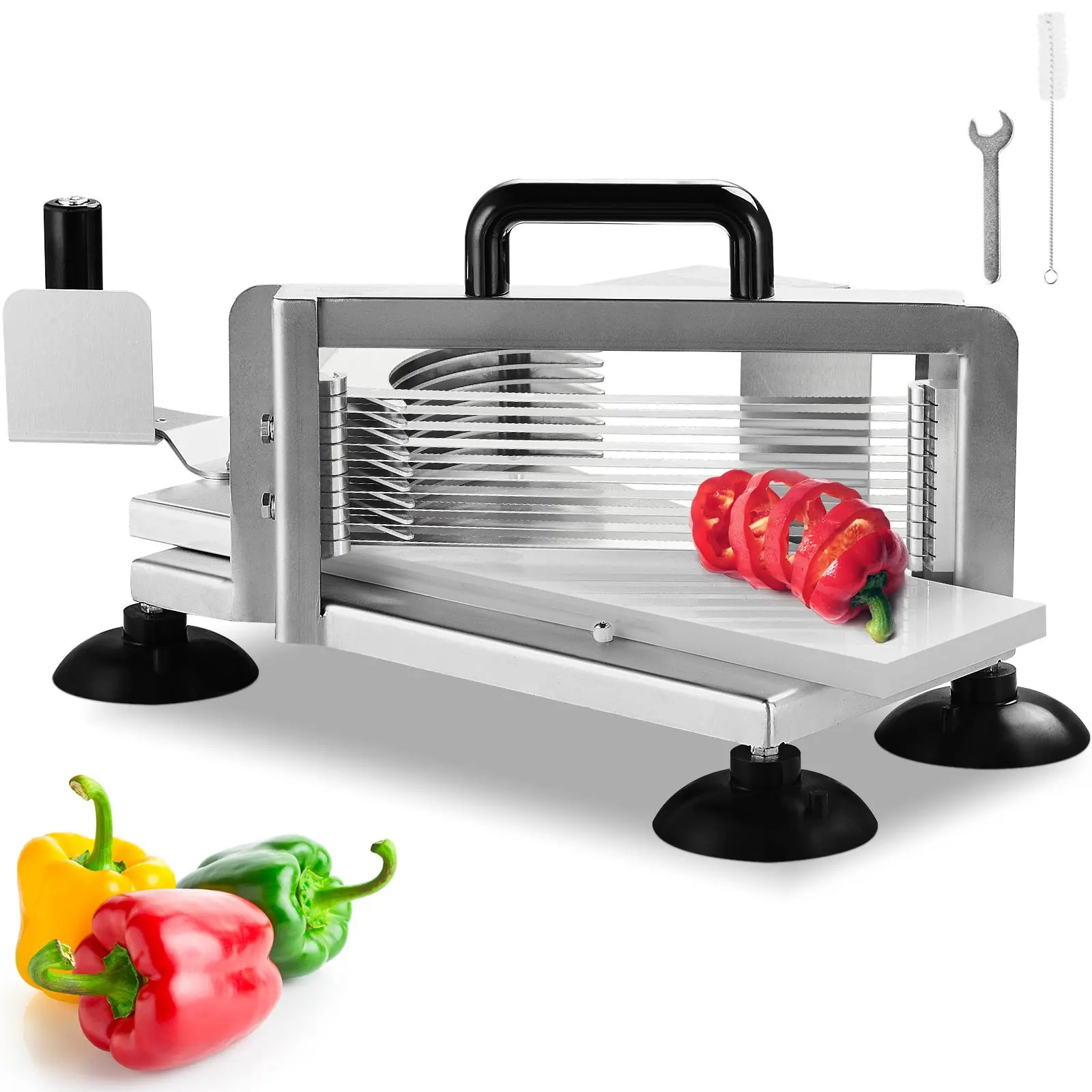 【summerfinds】VEVOR Commercial Tomato Slicer, 3/8 inch Tomato Cutter Slicer, Stainless Steel Heavy Duty Tomato Slicer Machine, Manual Tomato Slicer with Non-slip Feet, for Cutting Tomatoes, Cucumbers, Bananas Kitchen Utensils