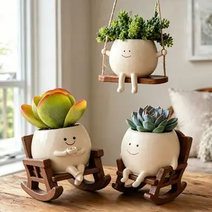 Cartoon Design Resin Vase,3pcs/2pcs/1pc Cute Chair Design Vase with Drain Hole, Decorative Flower Pot for Home Office Desk, Home Decor Ornament, Cute Desktop Decoration #SummerVibes