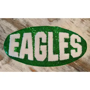 Large Sequin Eagles Iron On Patch