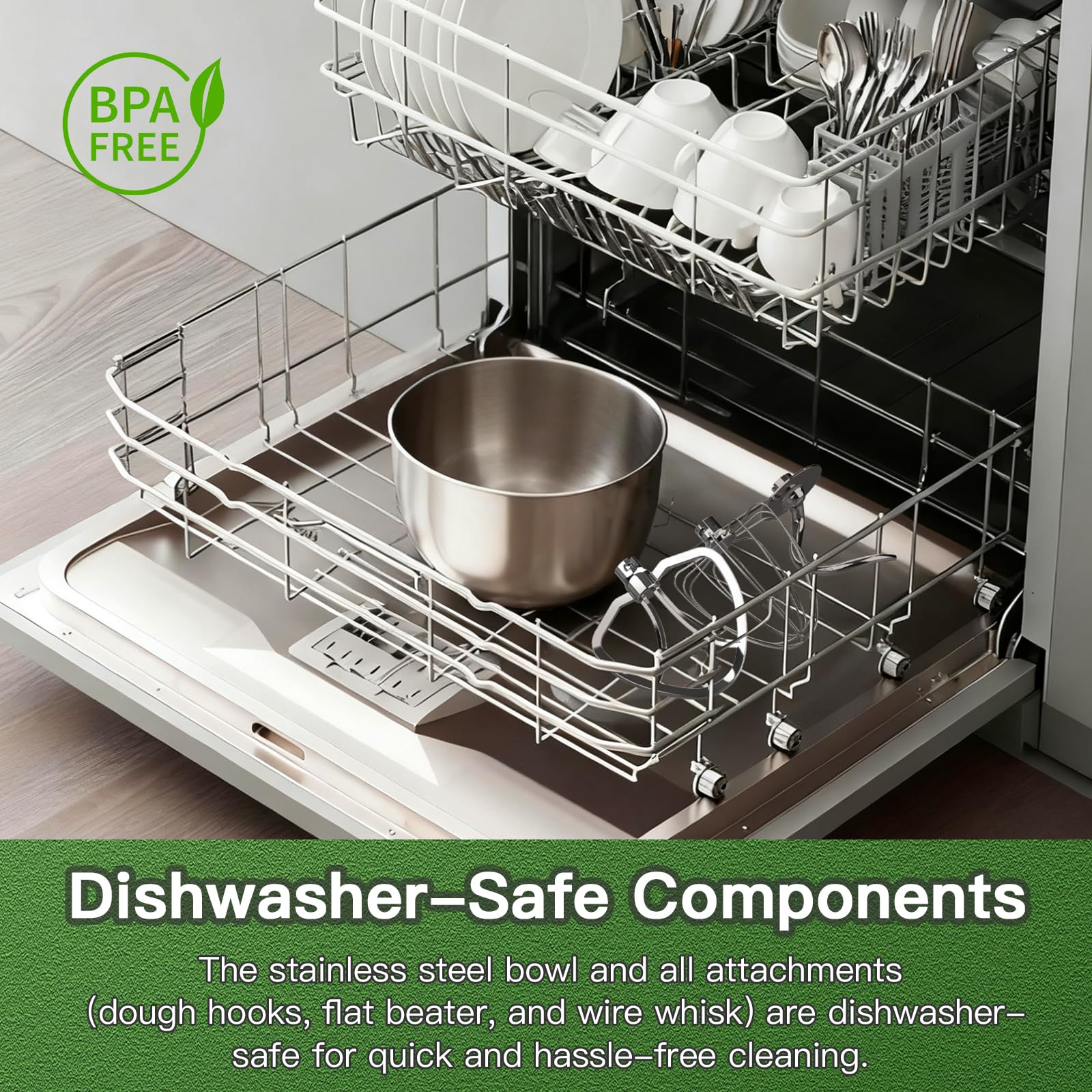 Ckemu 660W Stand Mixer | 8L Stainless Steel Bowl | 3 Attachments for Kneading, Whisking & Beating | 120V 60Hz | ETL Listed