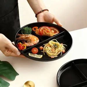 4pcs Adult Weight Control Plates, Reusable Plastic Divided Plates, Salad Serving Plates for Healthy Eating, Dishwasher Safe, Ideal for Parties and Lunches