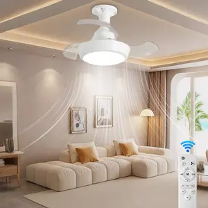 Mini Rechargeable Ceiling Fan with Light, Fandelier Ceiling Fans, 3 Speeds & 3 Color Temperatures, Remote Control, Quiet Dc Motor for Bedroom, Office, Camping Tent, RV