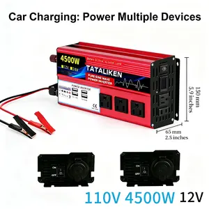 Portable 5000W Peak Car Power Converter, DC12V to 110V AC Universal Power Adapter for Motorcycle Outdoor Camping & Travel Power Gear