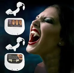 Retractable Vampire Teeth Fangs Halloween Cosplay Makeup Zombie Dentures Teeths