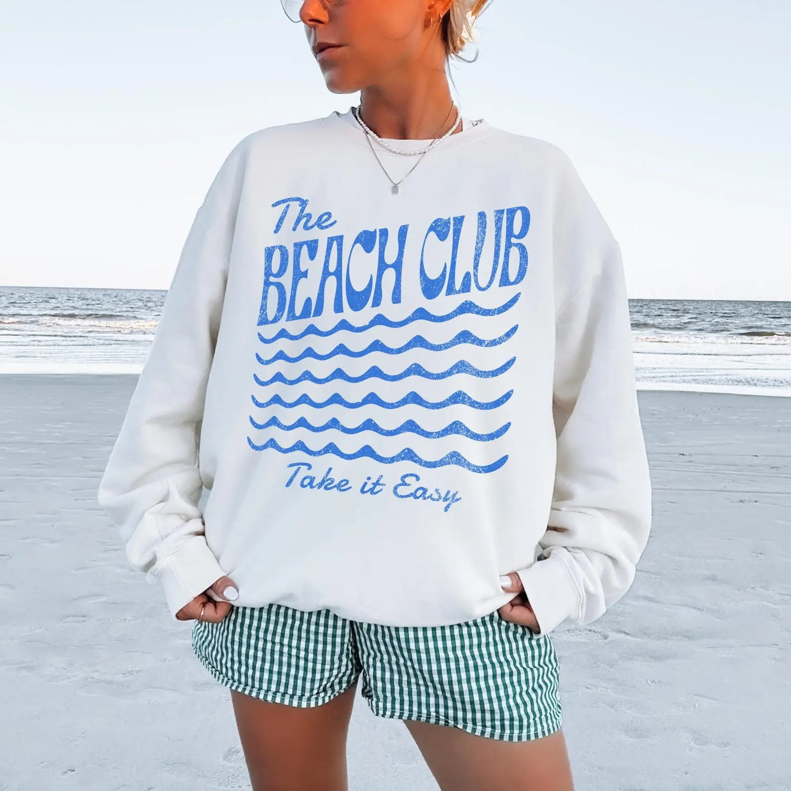 Retro Take It Easy Sweatshirt, Coastal Granddaughter Crewneck, Beachy Summer Sweatshirt, Trendy Oversized, Ocean Wave Sweatshirt Preppy