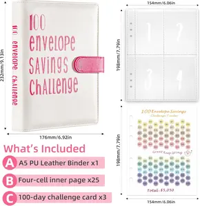 100 Envelopes Money Saving Challenge Save $5050 in 100 Days A5 Budget Money Saving Challenge Book Binder with 100 Cash Envelopes, With 3 Savings Tracking Sheets and budget Planner - Rose