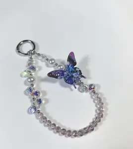 Three-dimensional exquisite butterfly mobile phone chain hot selling anti-lost keychain trendy bag pendant