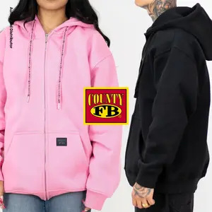 FB County Men's 13 Oz Heavyweight Zipper Hoodie FBCOUNTY Hooded Jackets Fleece Zip Up Jacket Casual Fit Warm Fleece Lined Jacket Black Gray Pink