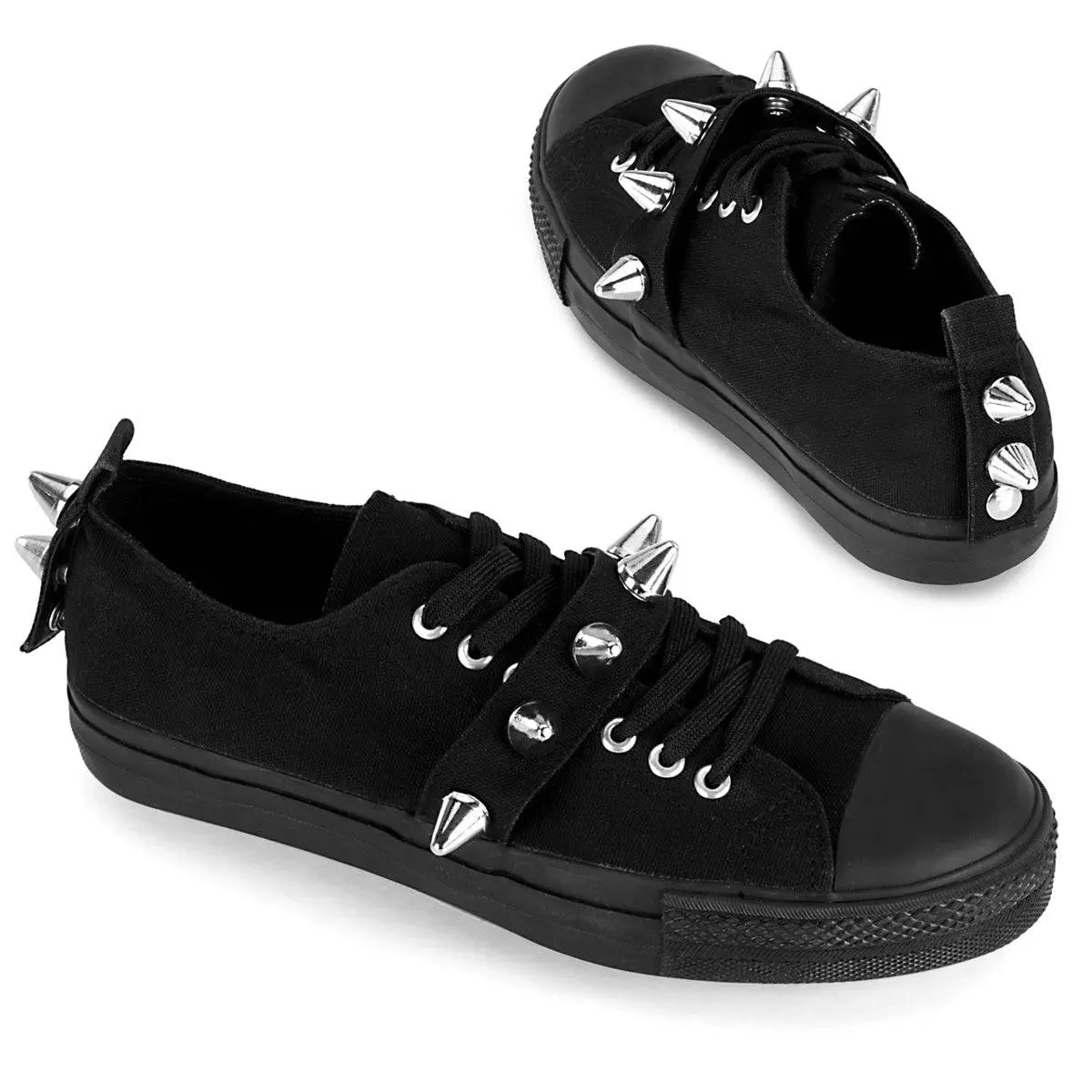 Demonia Men's Deviant-04 Black Canvas Sneakers Demonia Men's Deviant-04 Black Canvas Sneakers
