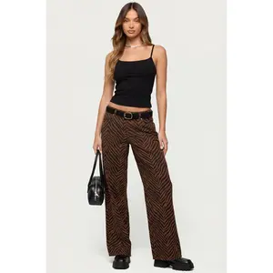 Zebra Print Low Rise Baggy Jeans