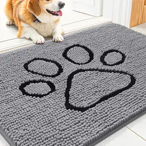 Smiry Dog Door   Muddy Paws, Absorbent Dirt Trapper Non Slip Quick Dry Washable Chenille   Mud Dogs, Entry Rug  Indoor and Outdoor (30x20 Inches, Grey) female peep ads reusable pee pad male diaper for pet kit cat litter mat wrap training waste bag holder