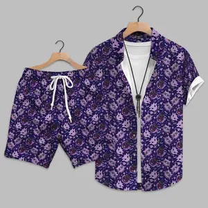 Geng@r Gastly Inspired Hawaiian Shirt,Tropical Shirt, Dark Kawaii Aloha Shirt, Summer Beach Vacation Outfit