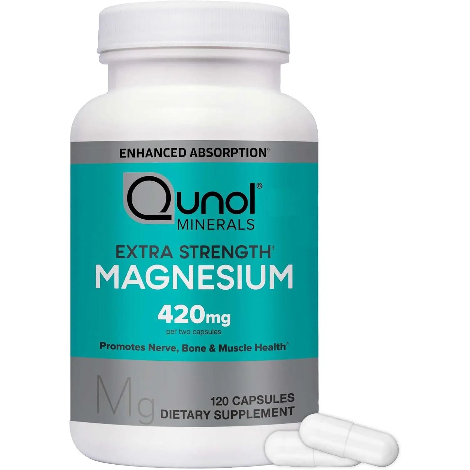 Magnesium Capsules 420mg, High Absorption Magnesium Supplement, Extra Strength, Bone and Muscle Health Supplement, 120 Count