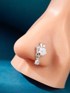 Flower Design Fake Nose Ring, U-shaped Clip on Faux Nose Piercings, Fake Septum Cuffs, Non Piercing Jewelry for Women & Girls, Body Jewelry