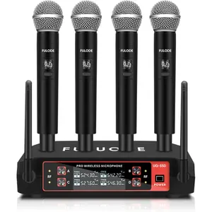 UG-550 Wireless Microphone, Professional 4 Channels Karaoke Handheld System for Home Karaoke, Meeting, Party, Church, DJ, Wedding, Home KTV Set