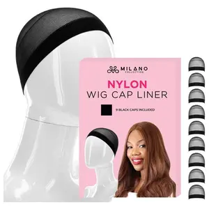 Wig Caps for Women | Premium Breathable, Stretchable, Nylon Bald Wig Cap Liner Stocking for Wigs and Lace Front Wigs, Hair Cap, Black, 1 Pack of 9 Caps, 9 Count