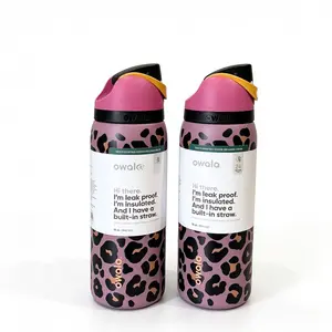 Owala Pink Leopard Print 32 oz Water Bottle