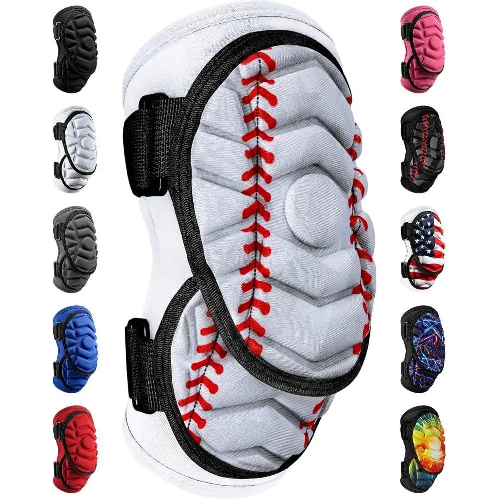 Adjustable Unisex Elbow Guard Impact Shield, Pre-curved USA Flag Pattern, Breathable Neoprene for Adult & Youth Baseball, Softball & Lacrosse, Arm, Hook & Loop, Multi-Size