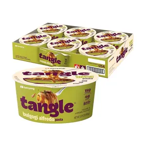 SAMYANG TANGLE Korean Creamy BBQ Pasta - 105g x 6 Bowls | Low-Calorie High Protein Instant Noodles | Best-Selling Cup Noodles