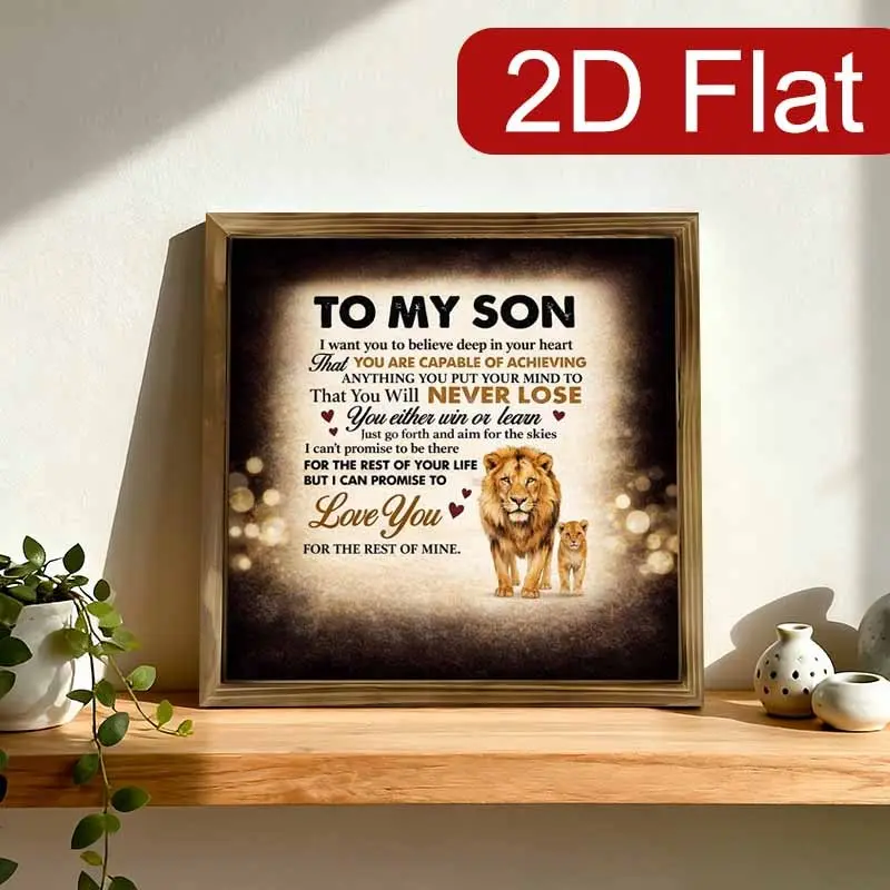 2D Wooden Sign Motivational Quote Art to Son,Suitable for Living Room, Bedroom, Office Decor, Birthday, Graduation & Family Gathering, Framed