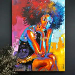 Ikenna Chineme Art 'Daydreaming' Original Acrylic Painting - Abstract Realism Style,
