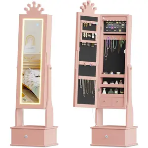 Garvee 46" Jewelry Cabinet for Kids with Storage Drawers Full-Length Mirror