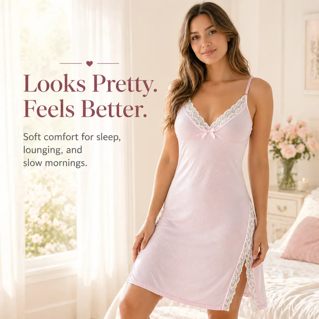 Women's Satin A-Line Slip Nightgown with Lace Trim, Adjustable Soft Straps, and Side Slit - Comfortable Sleepwear Loungewear, A-Line Dress,summerwins - TikTok Shop Women's Satin A-Line Slip Nightgown with Lace Trim, Adjustable Soft Straps, and Side Slit - Comfortable Sleepwear Loungewear, A-Line Dress,summerwins - TikTok Shop