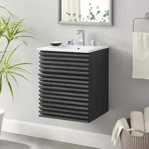 Modway Render 18" Wall-Mount Bathroom Vanity in Charcoal White